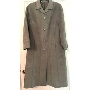 Woman’s Vintage Microsuede Gray Long Coat Size 10 West Germany Button Down Thick